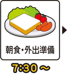 7:30 朝食・外出準備